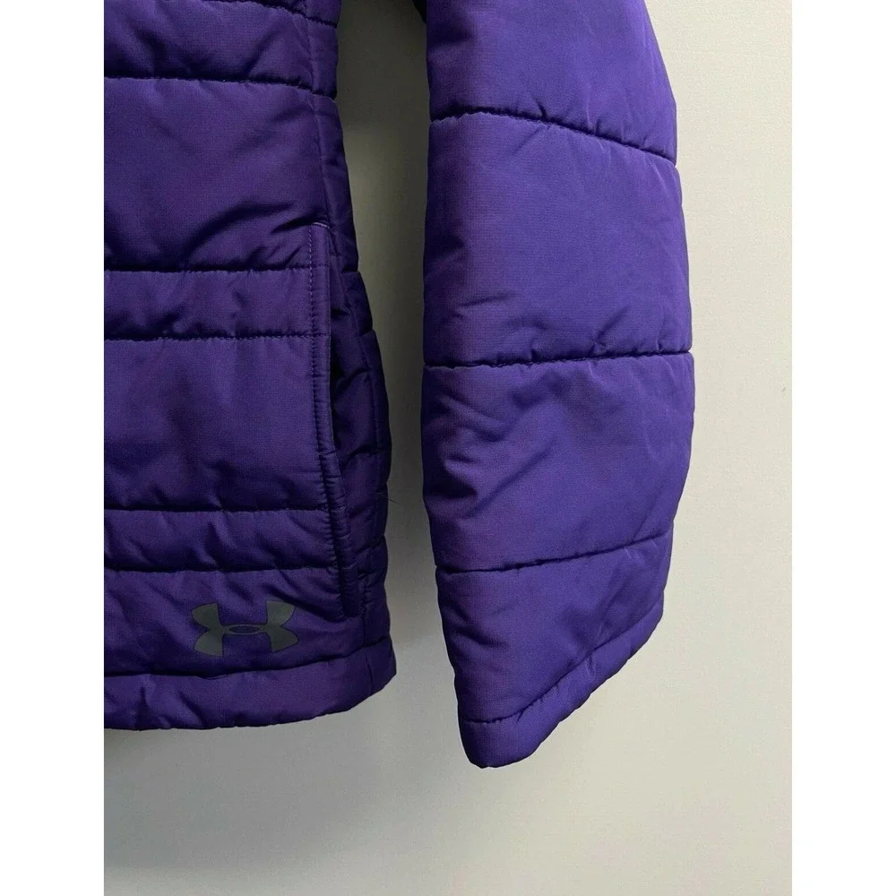 Under Armour‎ Girls Youth L/XL Puffer Jacket Purple/Grey Logo Back